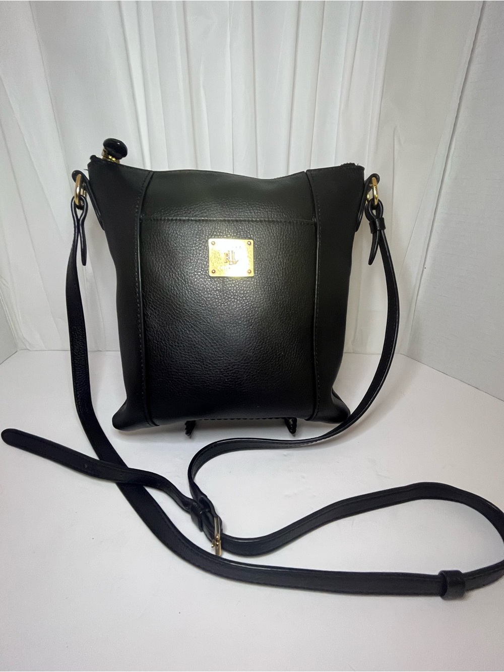Lauren Ralph Lauren Black Crossbody Bag with Gold Plate